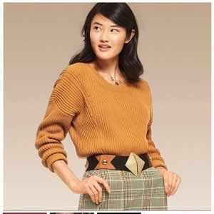 Cabi Step Up Mustard Yellow Scoop Neck Sweater